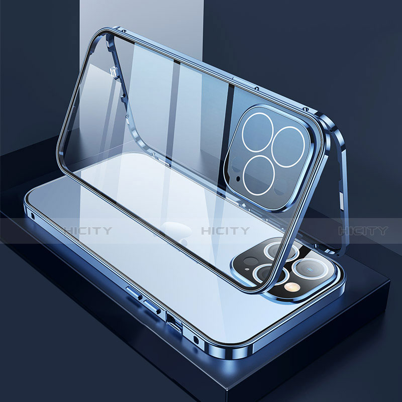 Custodia Lusso Alluminio Laterale Specchio 360 Gradi Cover M02 per Apple iPhone 13 Pro Max