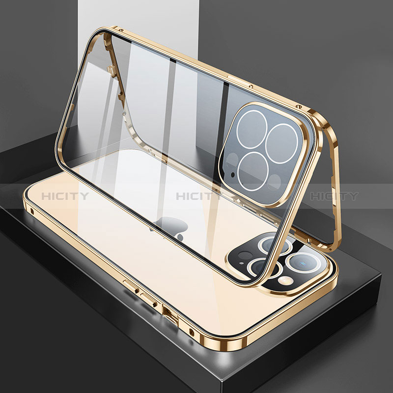 Custodia Lusso Alluminio Laterale Specchio 360 Gradi Cover M02 per Apple iPhone 14 Pro