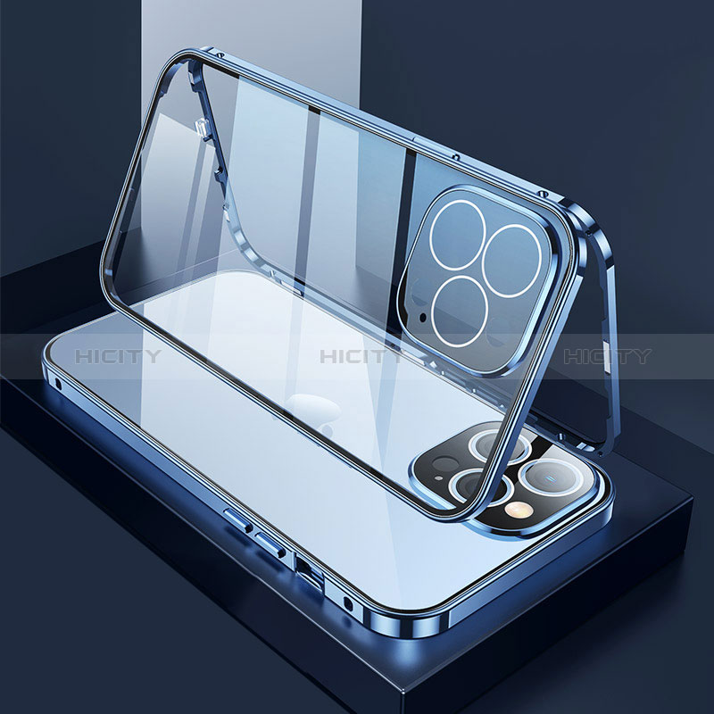 Custodia Lusso Alluminio Laterale Specchio 360 Gradi Cover M02 per Apple iPhone 14 Pro Max