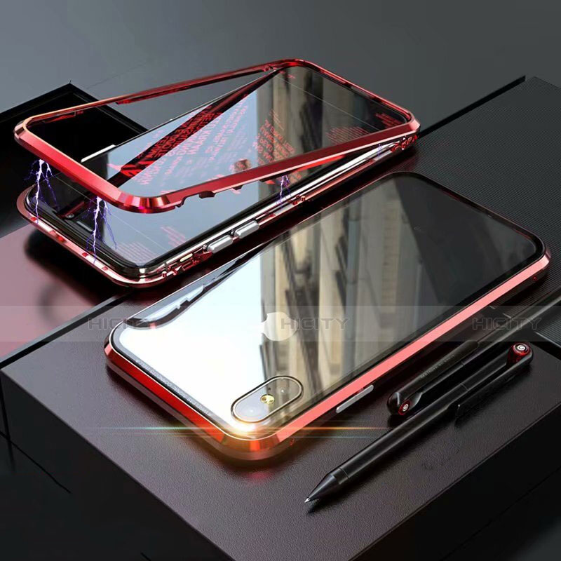 Custodia Lusso Alluminio Laterale Specchio 360 Gradi Cover M02 per Apple iPhone X