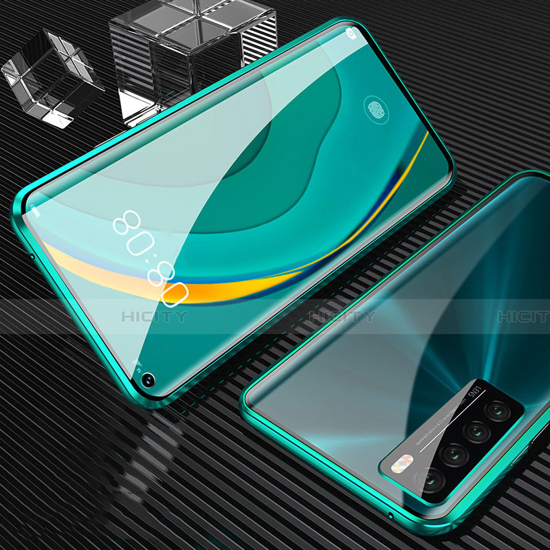 Custodia Lusso Alluminio Laterale Specchio 360 Gradi Cover M02 per Huawei Nova 7 5G Verde