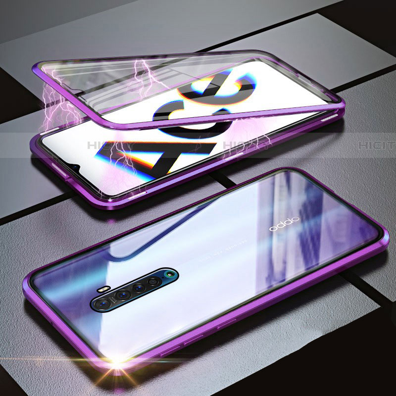 Custodia Lusso Alluminio Laterale Specchio 360 Gradi Cover M02 per Realme X2 Pro Viola