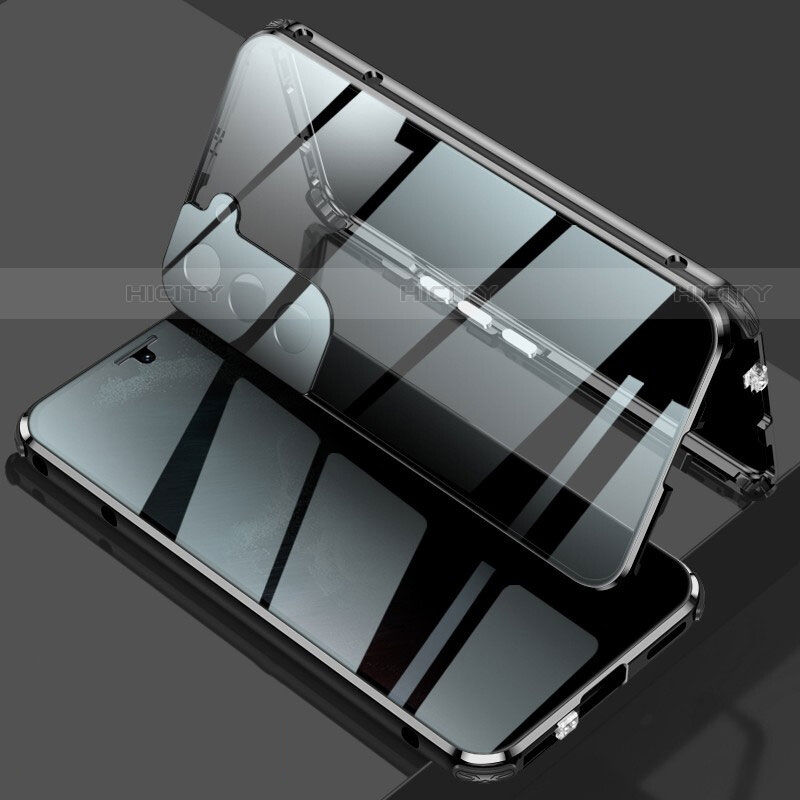 Custodia Lusso Alluminio Laterale Specchio 360 Gradi Cover M02 per Samsung Galaxy S21 5G Nero