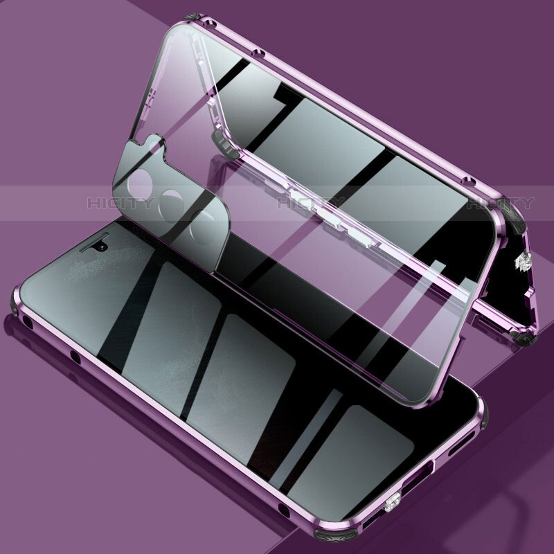 Custodia Lusso Alluminio Laterale Specchio 360 Gradi Cover M02 per Samsung Galaxy S21 5G Viola