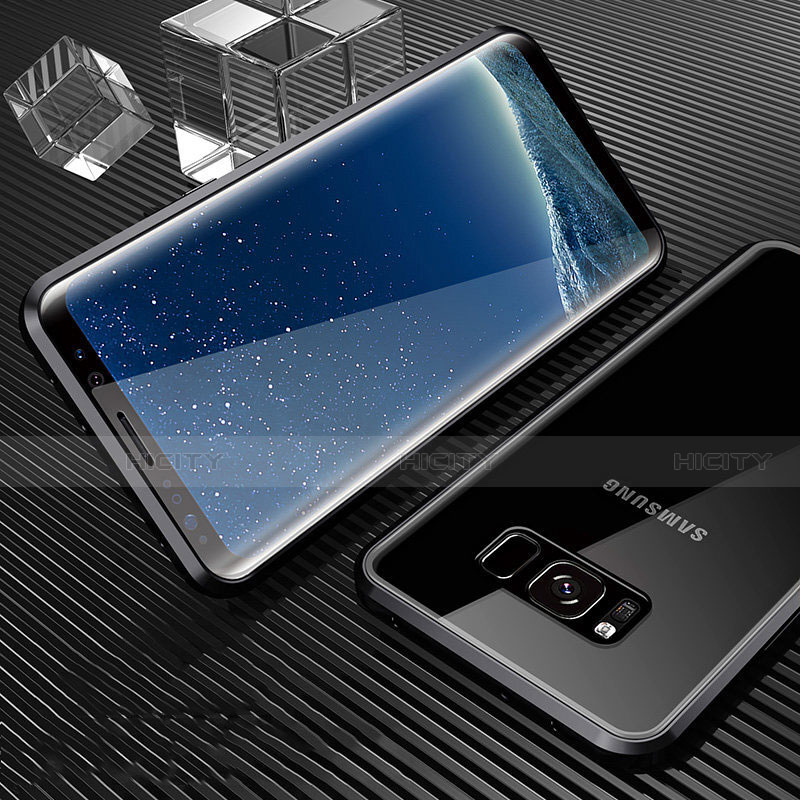 Custodia Lusso Alluminio Laterale Specchio 360 Gradi Cover M02 per Samsung Galaxy S8 Plus Nero