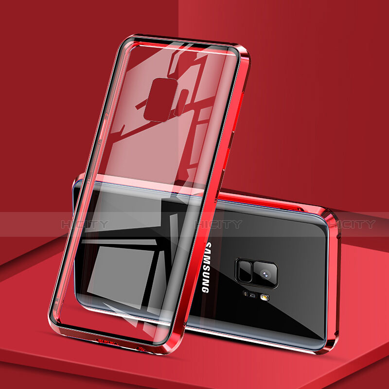 Custodia Lusso Alluminio Laterale Specchio 360 Gradi Cover M02 per Samsung Galaxy S9 Rosso