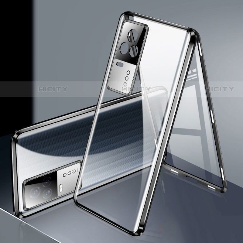 Custodia Lusso Alluminio Laterale Specchio 360 Gradi Cover M02 per Vivo iQOO 8 5G Nero