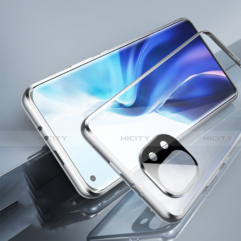 Custodia Lusso Alluminio Laterale Specchio 360 Gradi Cover M02 per Xiaomi Mi 11 5G Argento