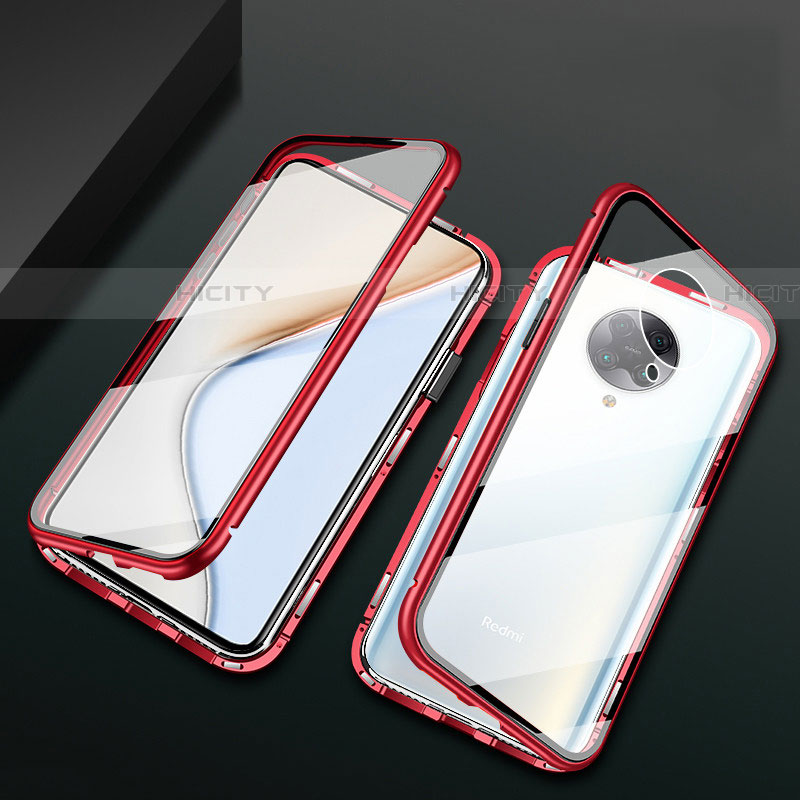 Custodia Lusso Alluminio Laterale Specchio 360 Gradi Cover M02 per Xiaomi Poco F2 Pro Rosso