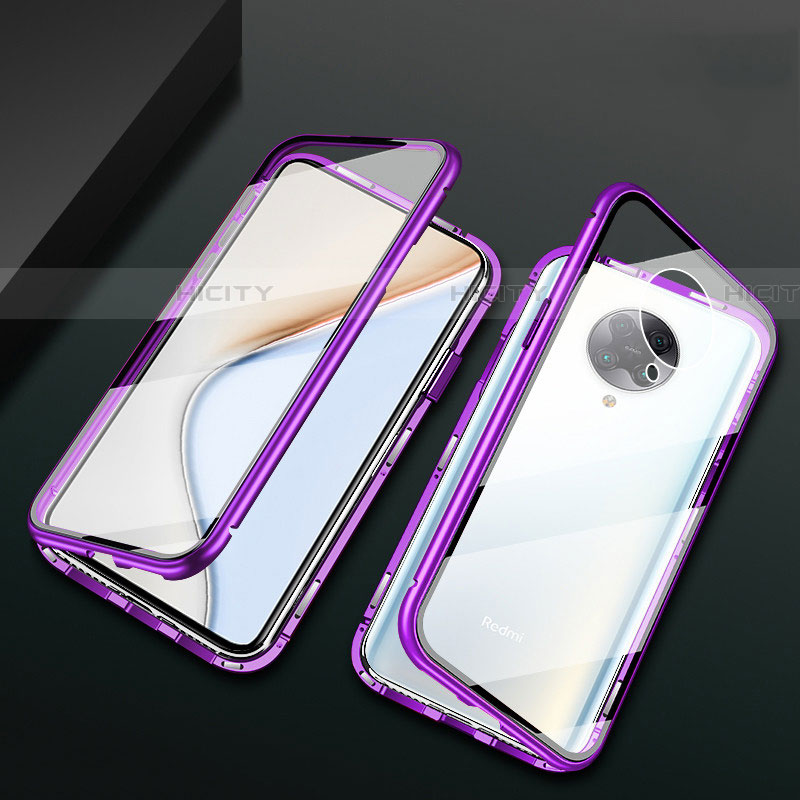 Custodia Lusso Alluminio Laterale Specchio 360 Gradi Cover M02 per Xiaomi Redmi K30 Pro 5G Viola