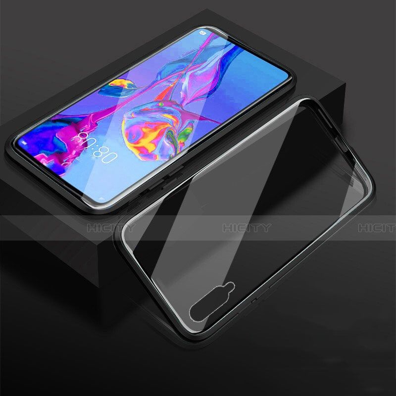 Custodia Lusso Alluminio Laterale Specchio 360 Gradi Cover M03 per Huawei Honor 9X Pro Nero