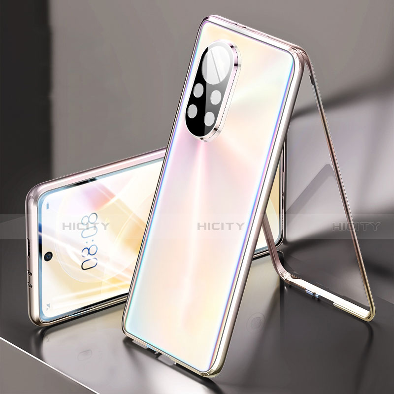 Custodia Lusso Alluminio Laterale Specchio 360 Gradi Cover M03 per Huawei Nova 8 5G Argento