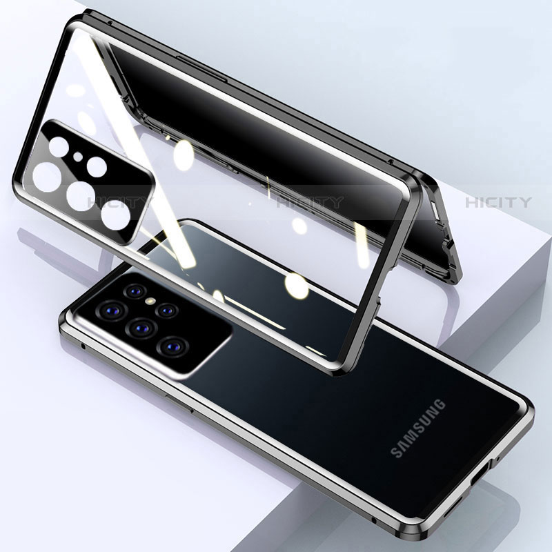 Custodia Lusso Alluminio Laterale Specchio 360 Gradi Cover M03 per Samsung Galaxy S21 Ultra 5G