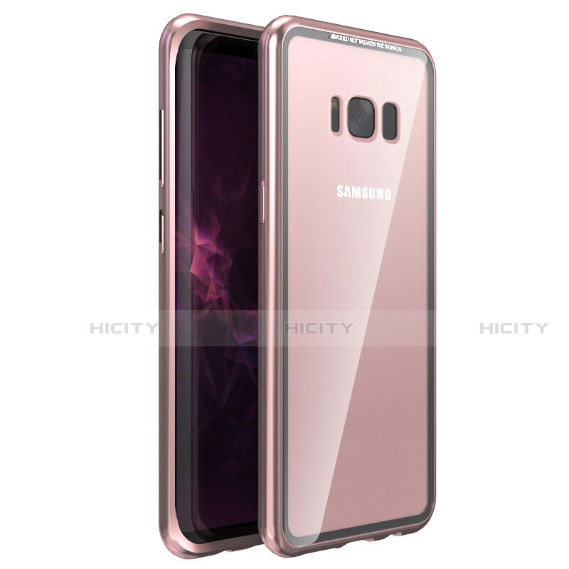 Custodia Lusso Alluminio Laterale Specchio 360 Gradi Cover M03 per Samsung Galaxy S8 Oro Rosa