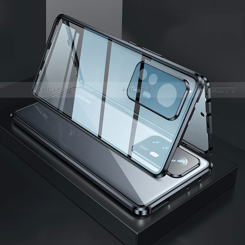 Custodia Lusso Alluminio Laterale Specchio 360 Gradi Cover M03 per Xiaomi Mi 12 Pro 5G Nero