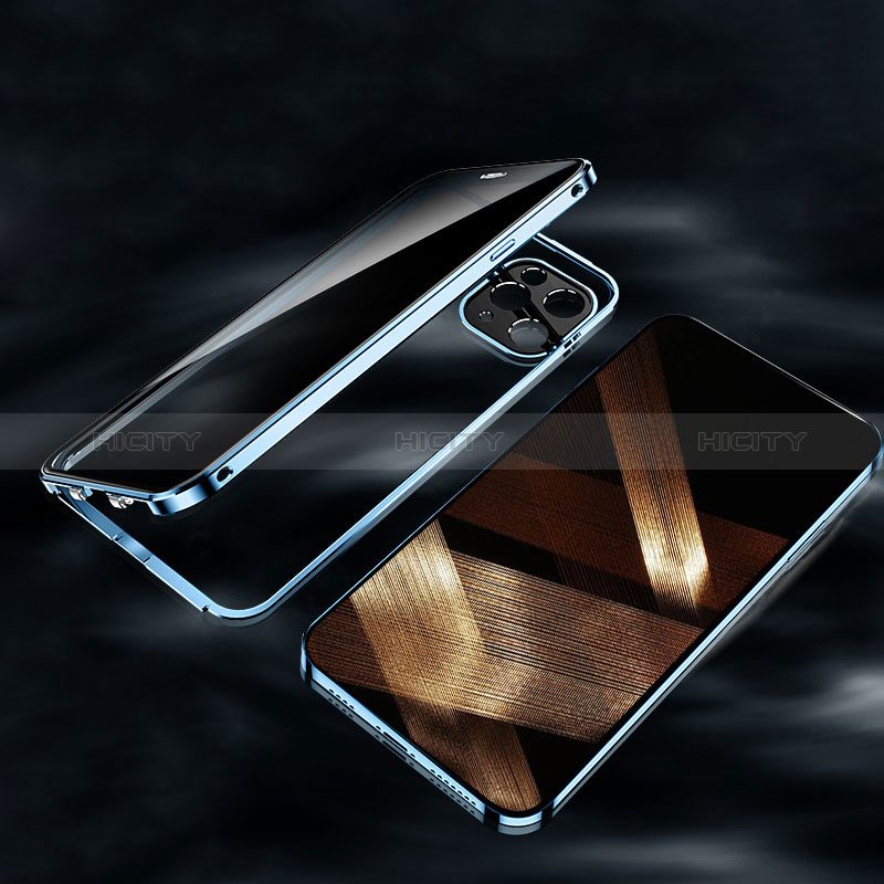Custodia Lusso Alluminio Laterale Specchio 360 Gradi Cover M04 per Apple iPhone 14 Pro