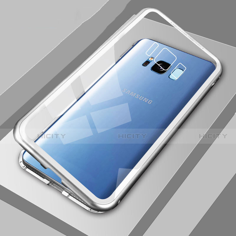 Custodia Lusso Alluminio Laterale Specchio 360 Gradi Cover M04 per Samsung Galaxy S8 Argento