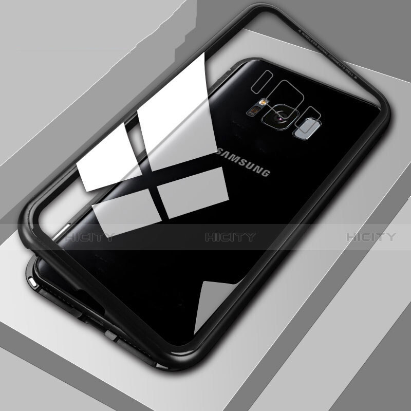 Custodia Lusso Alluminio Laterale Specchio 360 Gradi Cover M04 per Samsung Galaxy S8 Plus Nero