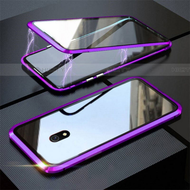 Custodia Lusso Alluminio Laterale Specchio 360 Gradi Cover M04 per Xiaomi Redmi 8A Viola