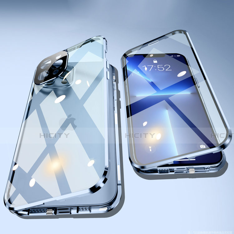 Custodia Lusso Alluminio Laterale Specchio 360 Gradi Cover M05 per Apple iPhone 13 Pro
