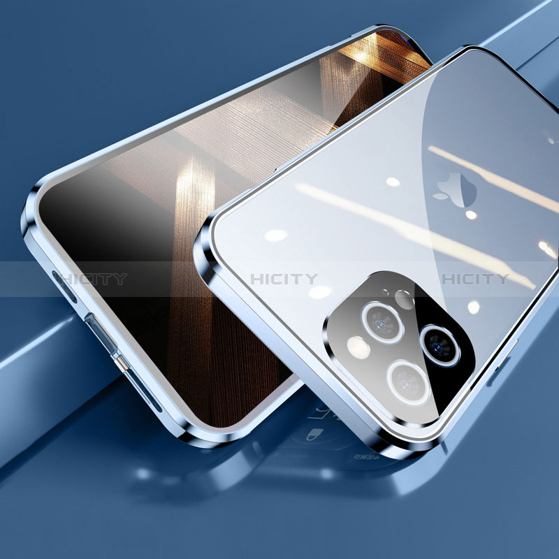 Custodia Lusso Alluminio Laterale Specchio 360 Gradi Cover M05 per Apple iPhone 14 Pro