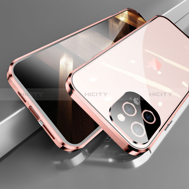Custodia Lusso Alluminio Laterale Specchio 360 Gradi Cover M05 per Apple iPhone 14 Pro