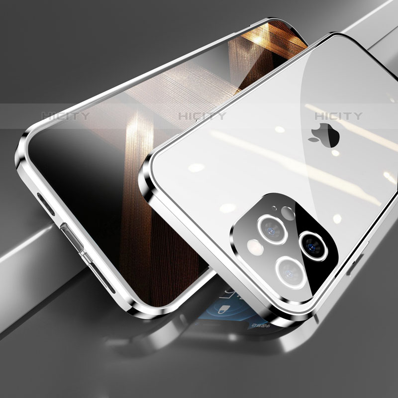 Custodia Lusso Alluminio Laterale Specchio 360 Gradi Cover M05 per Apple iPhone 15 Pro