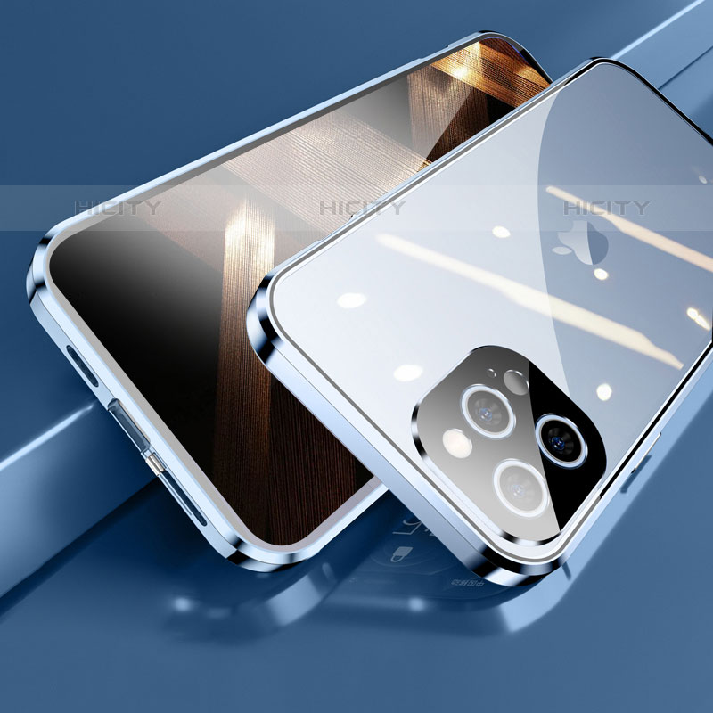 Custodia Lusso Alluminio Laterale Specchio 360 Gradi Cover M05 per Apple iPhone 15 Pro