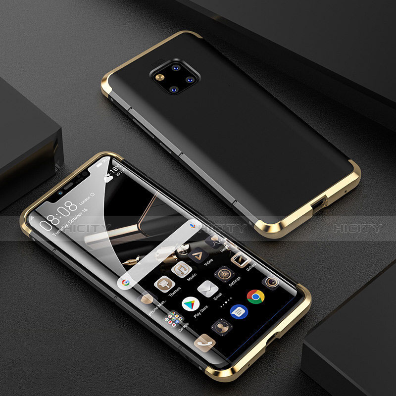 Custodia Lusso Alluminio Laterale Specchio 360 Gradi Cover M05 per Huawei Mate 20 Pro Oro