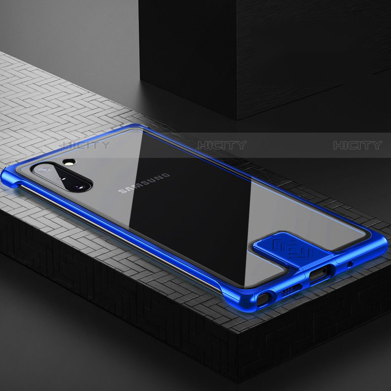 Custodia Lusso Alluminio Laterale Specchio 360 Gradi Cover M05 per Samsung Galaxy Note 10 5G Blu