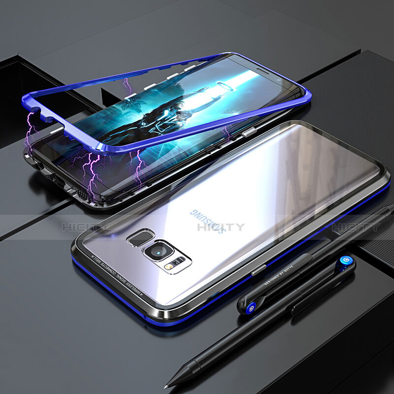 Custodia Lusso Alluminio Laterale Specchio 360 Gradi Cover M05 per Samsung Galaxy S8