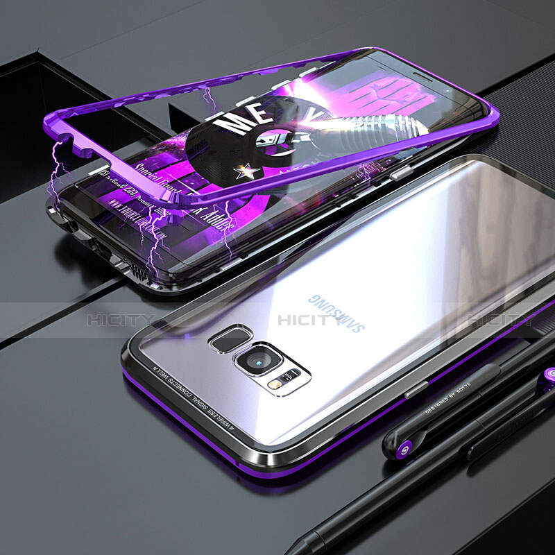 Custodia Lusso Alluminio Laterale Specchio 360 Gradi Cover M05 per Samsung Galaxy S8 Plus