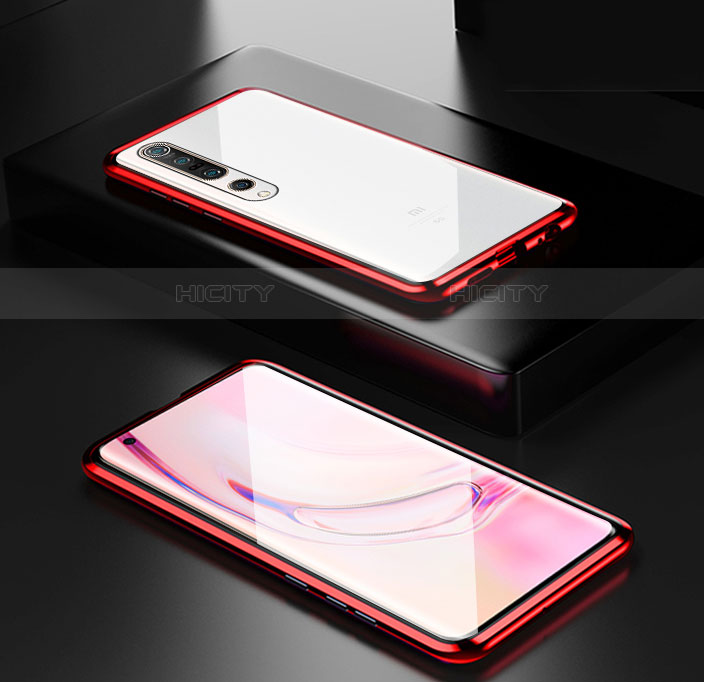 Custodia Lusso Alluminio Laterale Specchio 360 Gradi Cover M05 per Xiaomi Mi 10 Pro Rosso