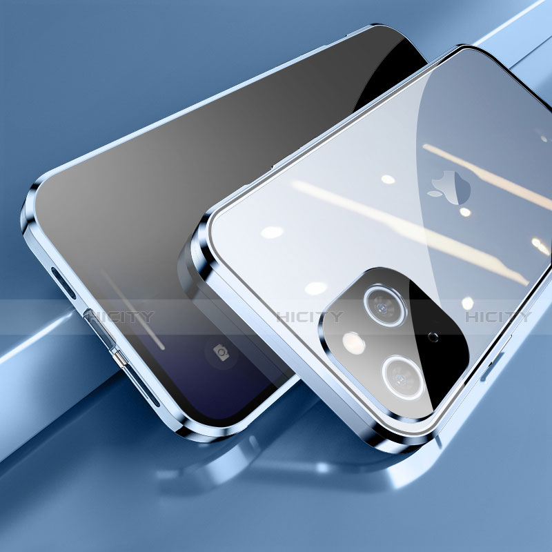Custodia Lusso Alluminio Laterale Specchio 360 Gradi Cover M06 per Apple iPhone 13 Mini