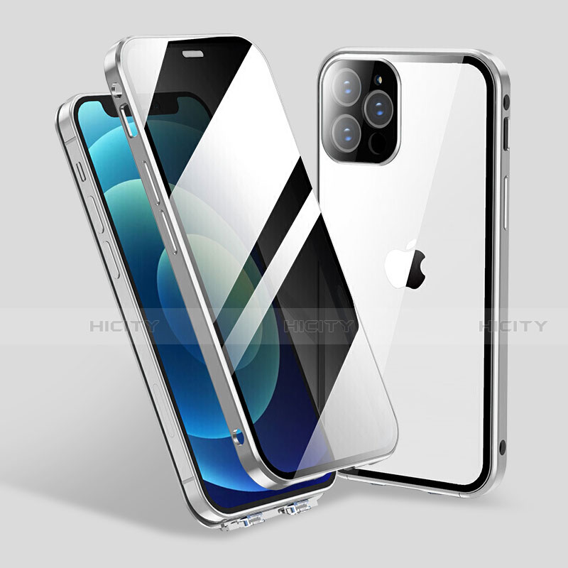 Custodia Lusso Alluminio Laterale Specchio 360 Gradi Cover M06 per Apple iPhone 13 Pro Max