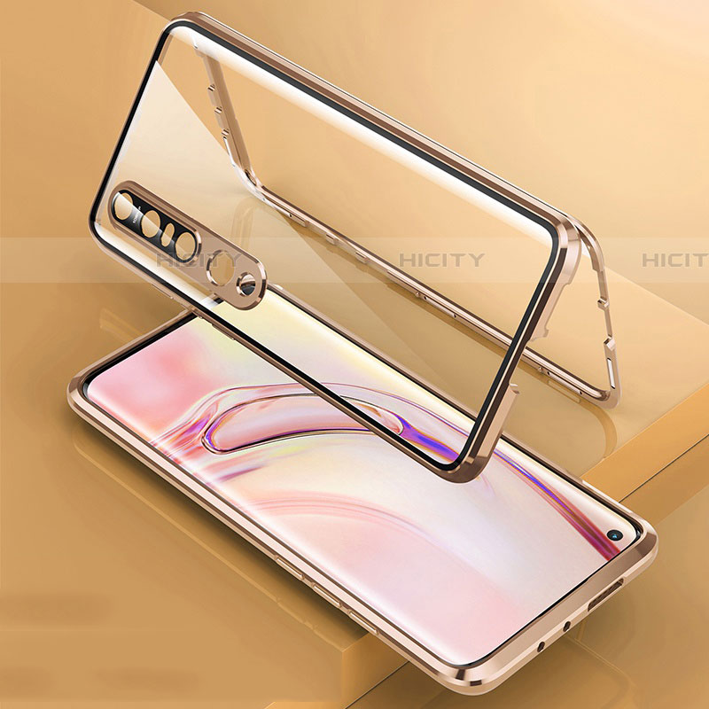 Custodia Lusso Alluminio Laterale Specchio 360 Gradi Cover M06 per Xiaomi Mi 10 Pro Oro
