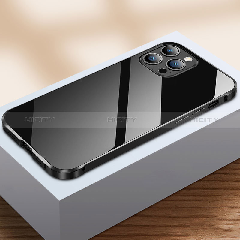 Custodia Lusso Alluminio Laterale Specchio 360 Gradi Cover M07 per Apple iPhone 14 Pro