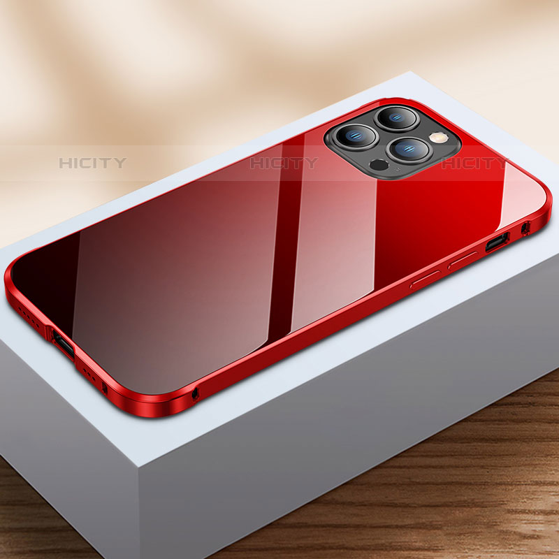 Custodia Lusso Alluminio Laterale Specchio 360 Gradi Cover M07 per Apple iPhone 15 Pro
