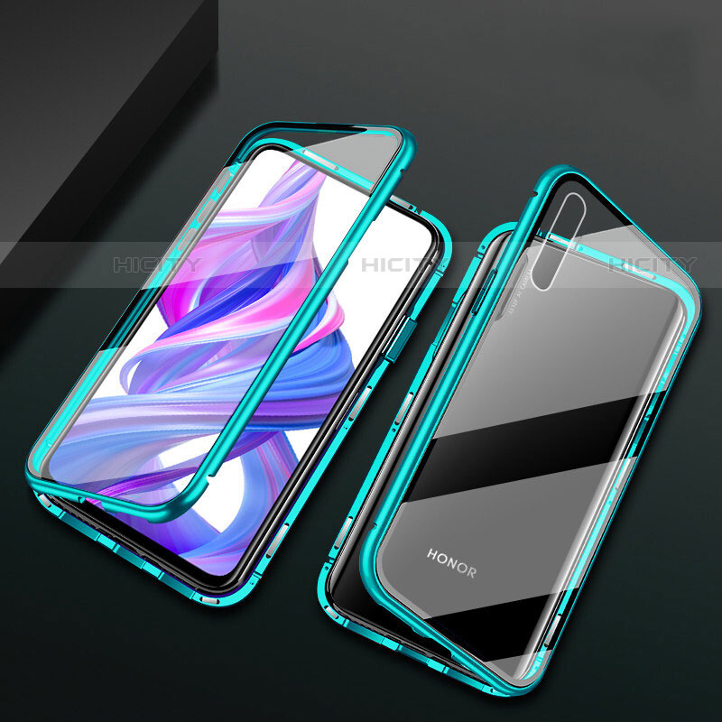 Custodia Lusso Alluminio Laterale Specchio 360 Gradi Cover M07 per Huawei Y9s Verde