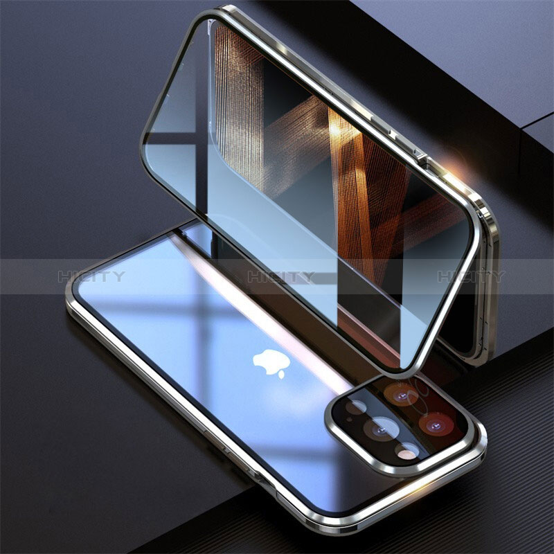 Custodia Lusso Alluminio Laterale Specchio 360 Gradi Cover M08 per Apple iPhone 14 Pro Max