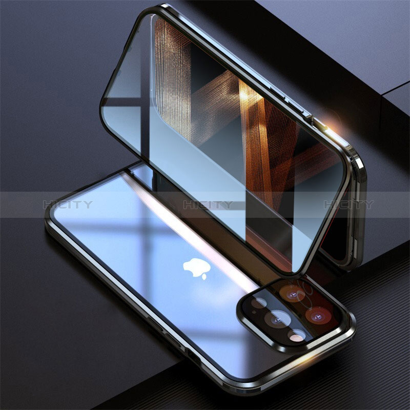 Custodia Lusso Alluminio Laterale Specchio 360 Gradi Cover M08 per Apple iPhone 14 Pro Max