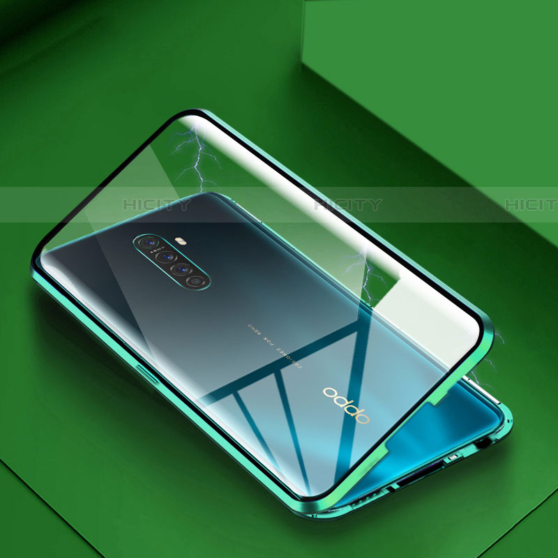 Custodia Lusso Alluminio Laterale Specchio 360 Gradi Cover M09 per Realme X2 Pro Verde