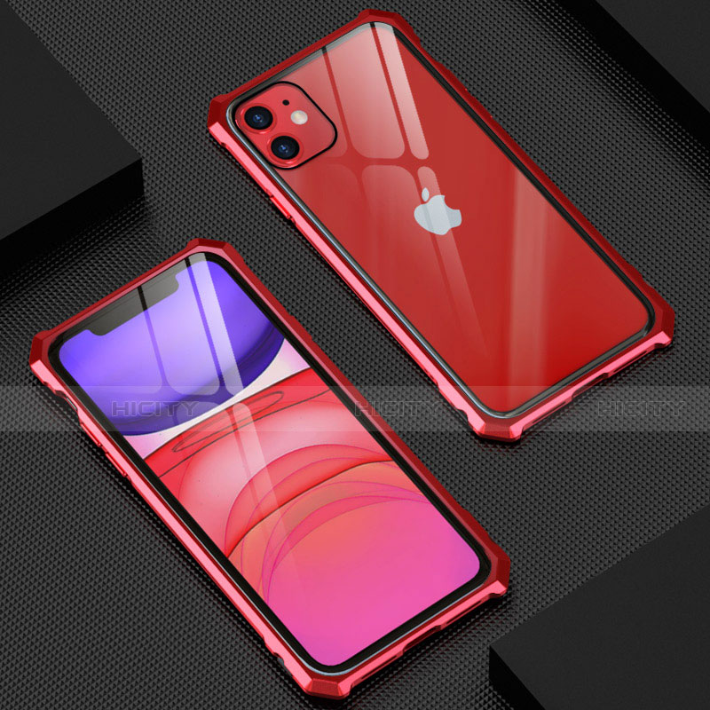 Custodia Lusso Alluminio Laterale Specchio 360 Gradi Cover M10 per Apple iPhone 11