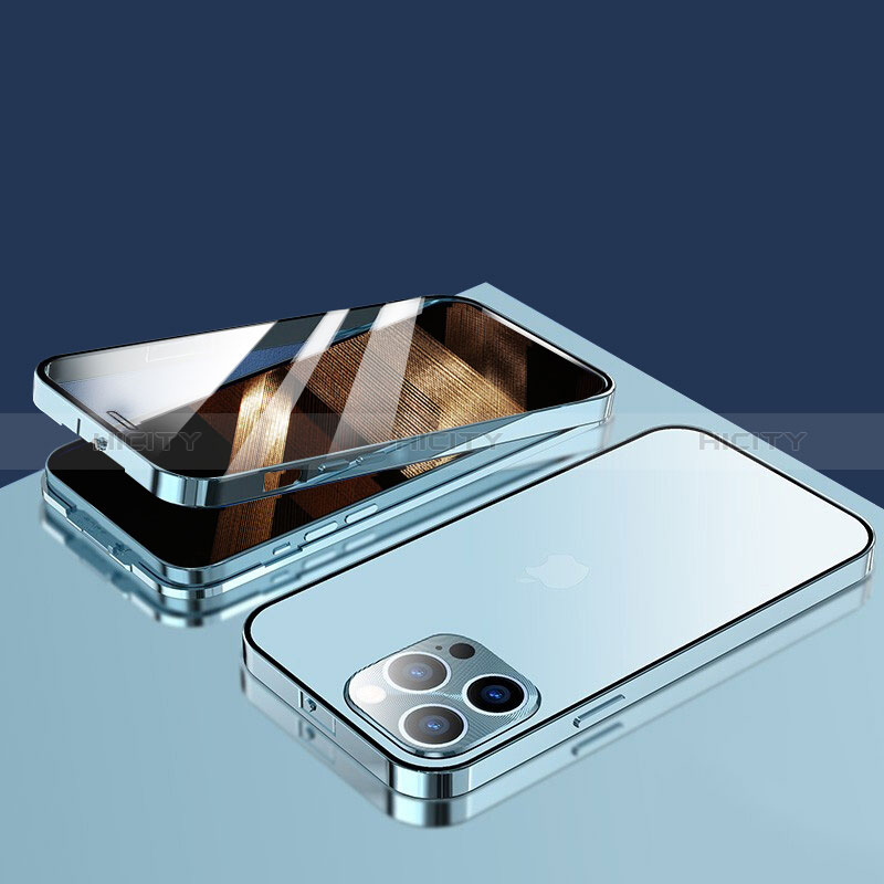 Custodia Lusso Alluminio Laterale Specchio 360 Gradi Cover M10 per Apple iPhone 14 Pro