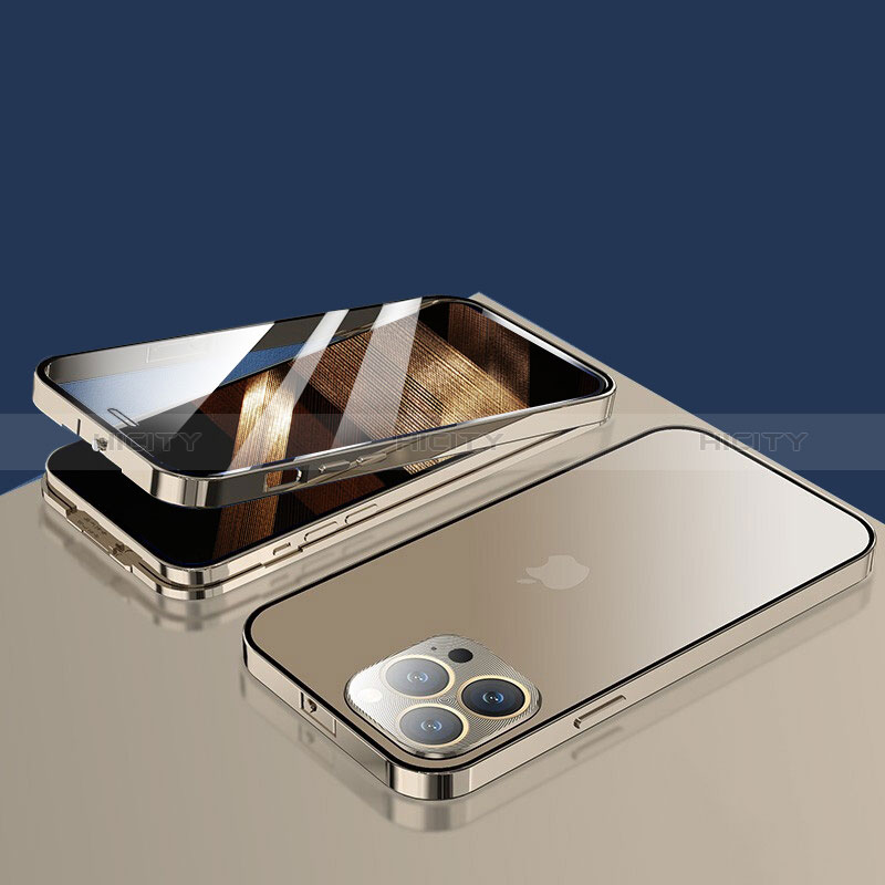 Custodia Lusso Alluminio Laterale Specchio 360 Gradi Cover M10 per Apple iPhone 14 Pro Max
