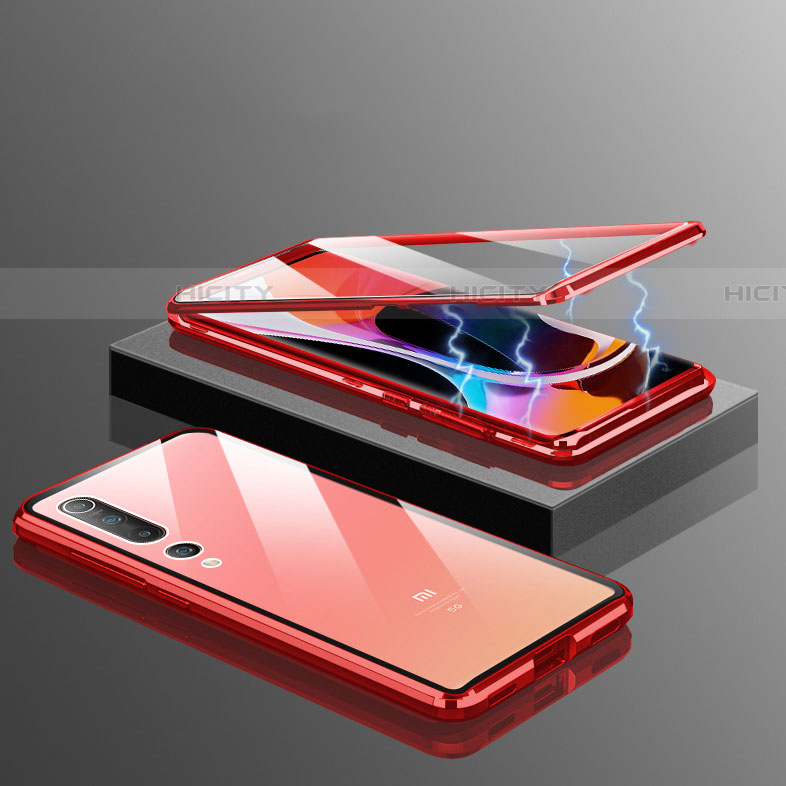 Custodia Lusso Alluminio Laterale Specchio 360 Gradi Cover M10 per Xiaomi Mi 10 Rosso