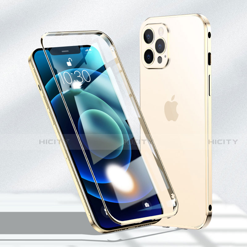 Custodia Lusso Alluminio Laterale Specchio 360 Gradi Cover N01 per Apple iPhone 12 Pro