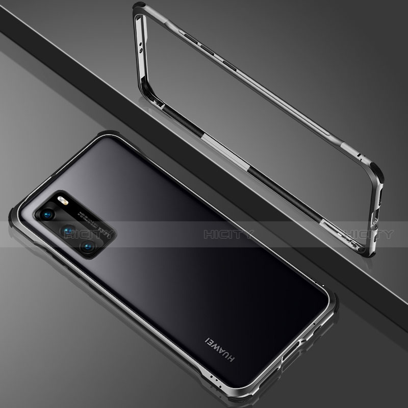 Custodia Lusso Alluminio Laterale Specchio 360 Gradi Cover N02 per Huawei P40 Nero