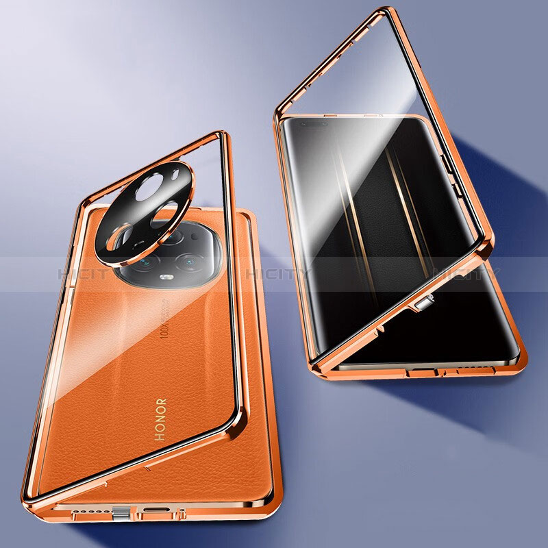 Custodia Lusso Alluminio Laterale Specchio 360 Gradi Cover P01 per Huawei Honor Magic5 Pro 5G