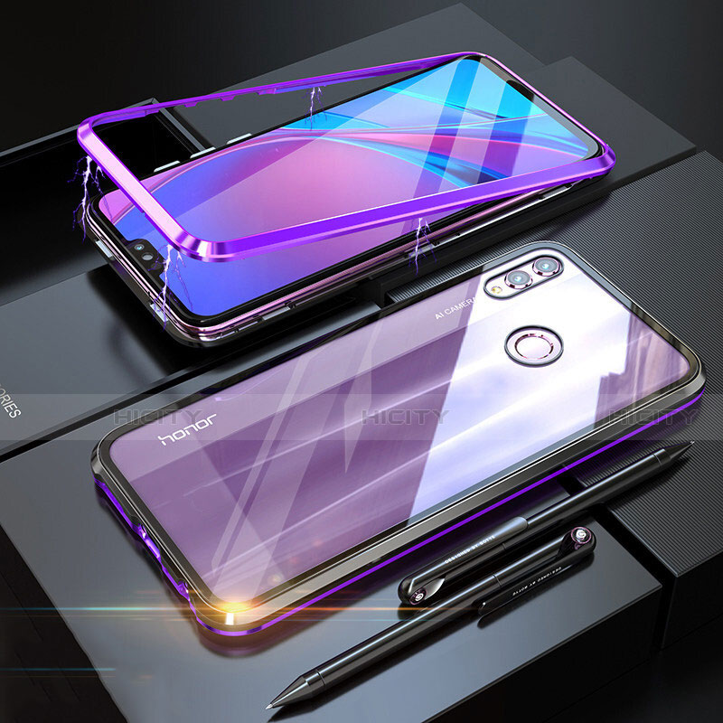 Custodia Lusso Alluminio Laterale Specchio 360 Gradi Cover P01 per Huawei Honor View 10 Lite Viola